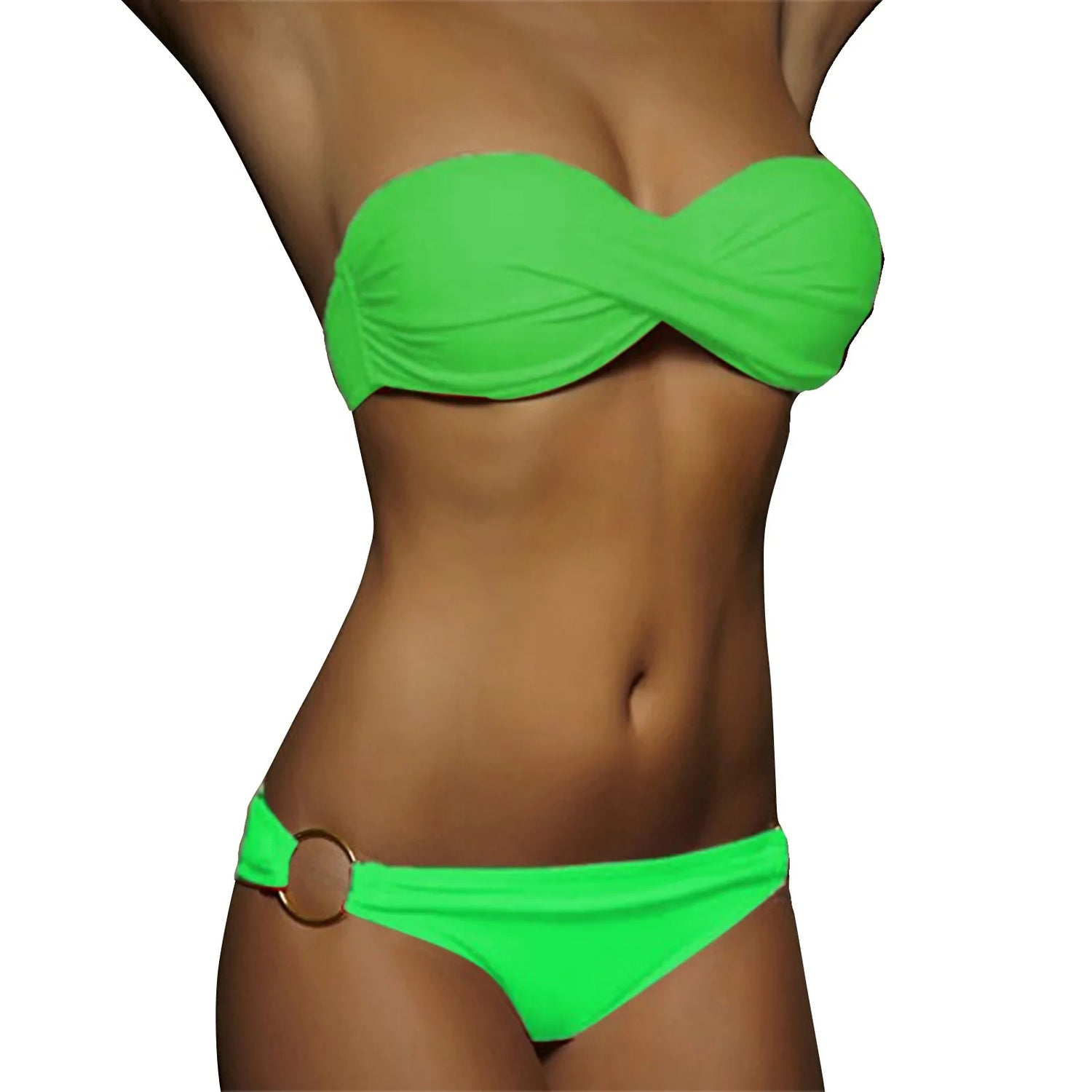 2023 New Bikini High Waist Strapless Sexy Bikini Women Swimwear Women Swimsuit Bathing Suit Monokin Pure Color Bikini Sets