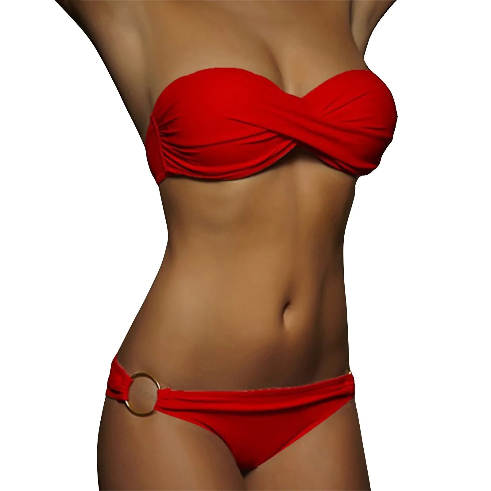 2023 New Bikini High Waist Strapless Sexy Bikini Women Swimwear Women Swimsuit Bathing Suit Monokin Pure Color Bikini Sets